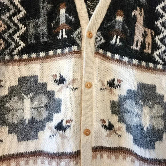 Alpaca Import Peruvian Hand Made Knitted 100% Alpaca Aztec Boho Y2K Vest Sz L - Picture 7 of 11